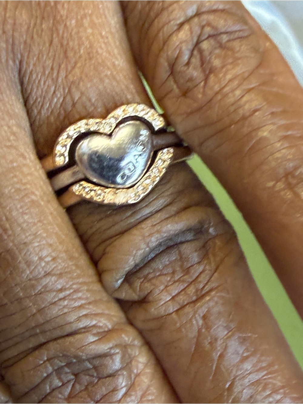 Coach Heart Ring | Size 6.5 | Gold & Silver Tone Crystal Accent - Picture 2 of 11